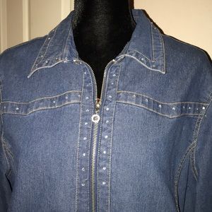 Blue Jean jacket with rhinestone zipper